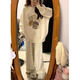 索菲堡毛衣女2024秋冬新款甜美減齡顯瘦圓領(lǐng)情侶慵懶風(fēng)百搭款套頭針織衫 杏色 M