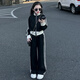 巴萊恩娜女童春秋款運動套裝2025新款中大童秋裝韓版立領(lǐng)外套休閑褲兩件套 黑色套裝 170 cm