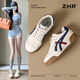 ZHR德訓(xùn)鞋女復(fù)古撞色厚底顯高女鞋百搭通勤休閑鞋女 AK198 米藍 37 