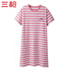 三槍[冰立方]夏季冰泉棉布圓領(lǐng)短袖睡裙女士涼感薄休閑顯瘦輕薄家居裙 珊瑚粉條 XL (170/95)