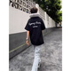 卡圖弛 美式hiphop簡(jiǎn)約字母印花短袖t恤男夏季潮流港風(fēng)情侶寬松五分半袖 黑色 XL 【建議120-140斤】