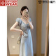 SNYDER WEAR法式連衣裙女夏季新款感超好看桔梗風(fēng)碎花仙女長裙子收腰顯瘦 藍(lán)色連衣裙 L 建議105-115斤