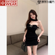 SNYDER WEAR黑色重工鑲鉆掛脖抹胸連衣裙女2026夏新款設計感抹胸性感包臀短裙 黑色 S 建議98斤以?xún)? title=