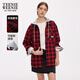 Teenie Weenie小熊女裝2025秋新款復古學(xué)院風(fēng)潮流格紋撞色連帽襯衫 紅色 S 160