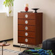 北歐復古實(shí)木五斗柜小戶(hù)型客廳電視邊柜臥室儲物收納大容量抽屜柜 五斗柜【櫻桃木】