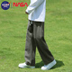 NASA BASE休閑褲男春秋季寬松垂感直筒褲男士青年闊腿潮牌百搭工裝褲子 軍綠 2XL