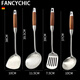 FANCYCHIC鍋鏟316不銹鋼加厚炒菜鏟廚房用品家用炒勺湯勺漏勺廚具大全套裝 鍋鏟+湯勺+煎鏟+漏勺四件套(超購 德國316材質(zhì)花梨木紋塑膠手柄