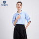 納維凱爾意大利小帆船女薄款防曬短袖襯衫純色寬松襯衣2323505503 藍 L 