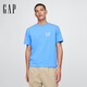 蓋璞男女裝春季款印花logo純棉圓領(lǐng)寬松短袖T恤美版729123 天藍色 XL 美碼 2XL亞洲碼185/108A