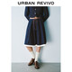 UR2025春季新款女裝輕復古學(xué)院風(fēng)撞色抽繩牛仔半裙UYU850009