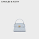 CHARLES&KEITH鱷魚紋凱莉包手提斜挎婚包包女包生日禮物CK2-50270880-1 Sea Salt Blue海鹽藍 S