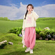 茵曼女童休閑套裝立體花朵2025春新款兒童中大童時尚衛(wèi)衣褲兩件套 杏色 130