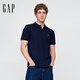 Gap【成毅代言】男女裝2025小熊刺繡短袖T恤休常規polo衫708395 海軍藍 XS 美碼 S亞洲碼175/88A