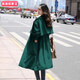 柏潮夏季外套女新款韓版時(shí)尚薄款英倫風(fēng)大衣收腰顯瘦中長(cháng)款女風(fēng)衣 墨綠色 S 建議85-99斤穿