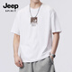 JEEP SPIRIT吉普短袖t恤男夏季潮流街頭寬松純棉大碼上衣寬松運動(dòng)男士半袖