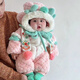 紛資言寶寶冬天衣服超萌嬰兒服冬款外出服可愛(ài)洋氣嬰幼兒加絨加厚百日服 櫻粉萌龍 80cm