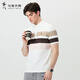 與狼共舞 【7A抗菌&涼感】撞色條紋桑蠶絲男士短袖POLO 803本白 M(170) 