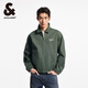 杰克·瓊斯（JACK&JONES）25年男裝春秋款外套男多色商務(wù)休閑夾克翻領(lǐng)100%純棉行政夾克短款 E03百里香綠 L