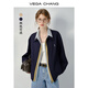 VEGA CHANG女士短外套26年春裝款美式假三件小個(gè)子夾克短款 藏青色 S