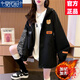 莫代爾工裝外套女2025春秋冬季新款夾棉加厚沖鋒上衣初高中學(xué)生寬松夾克 黑色-夾棉 加厚 M 95-110斤
