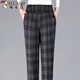 啄木鳥(niǎo)（TUCANO）新款媽媽褲子大碼中老年女褲高腰彈力媽媽格子褲女款寬松中年女褲 灰大格款 加絨 3XL 建議140-155斤