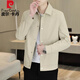 皮爾卡丹（pierre cardin）男士春秋款純色短款春天夾克青年時(shí)尚百搭淺色春裝休閑外套 米色 XL 130-145斤左右