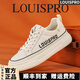 LOUISPRO板鞋男百搭休閑小白鞋秋季新款厚底增高透氣輕便舒適男鞋 白色 【皮面防水】 38 【比運動鞋大一碼】