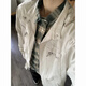 POUM古著vintage水洗外套男春秋季美式立領(lǐng)休閑上衣服哈靈頓工裝夾克 JSFS-JK7710米白 L