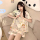 JIOESC睡衣女款夏季短袖兩件套裝甜美可愛(ài)小貓少女學(xué)生可外穿大碼家居服 卡通貓咪 XL 【120-140斤】
