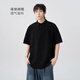 杜小閑polo衫短袖t恤男士夏季新款翻領(lǐng)潮流五分袖寬松青少年半截袖體恤 黑色 XL [推薦120-140斤]