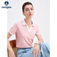 納維凱爾意大利小帆船女夏季防蚊修身撞色翻領(lǐng)短袖T恤2325525523 粉 XL 