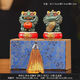 BOSSY故宮風(fēng)文創(chuàng)招財(cái)石獅子一對好事發(fā)生創(chuàng)意工藝品擺件公司個(gè)人伴手禮 好事發(fā)生一對【彩金】+底座+禮盒