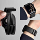 炫戴適用蘋果手表S8表帶s10真皮Apple iwatch S9磁吸折疊扣ultra2高級感S7布藝潮流個性SE3代 強力磁吸·折疊金屬扣·瘋馬紋防汗底皮-高級黑 適用iWatch 44/45/46/