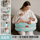 多米貝貝（Tomibaby）六合一多功能嬰兒哺乳枕斜坡防吐奶溢奶新生兒喂奶枕頭-藍色