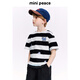 MiniPeace太平鳥(niǎo)童裝男童短袖T恤條紋兒童夏裝男寶上衣寬松小怪獸 黑色 140