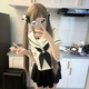 可愛(ài)軟妹柴呼呼jk小熊貓制服水手服上衣高腰日系兩件套百褶裙套裝 熊貓上衣+黑色百褶裙【送領(lǐng)結(jié)】 M