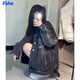 FSHE扎染牛仔外套女2025春秋新款酷鹽系少女時(shí)尚炸街慵懶風(fēng)寬松上衣女 黑色  禮 S （建議80-95斤）