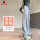 夏雨瑤黑色運(yùn)動(dòng)褲女春秋2025新款春季闊腿褲窄版直筒香蕉休閑衛(wèi)褲子 【春秋】-淺灰色 M 96-105斤