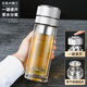 JRINKTEEA品牌茶水分離車(chē)載雙層玻璃杯男士女一鍵速開(kāi)蓋杯泡茶水杯車(chē)用杯 akiu玻璃冰裂銀（有隔檔）350ml