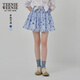 Teenie Weenie小熊女裝半身裙夏季細褶花朵小清新蓬蓬短裙子 淺藍色 L