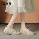 ZHR則則單鞋女夏網(wǎng)紗輕便透氣漁夫鞋女一腳蹬懶人軟底女鞋 W110 米色 38