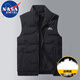 NASA MARVEL羽絨馬甲男冬季馬夾外套短款無袖羽絨服背心保暖 黑色 XL