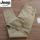 JEEP SPIRIT高檔夏季薄款男士休閑褲新款個(gè)性煙灰色開車百搭小直筒長褲子新品 卡其色 【110-130】 L