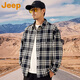 吉普（JEEP）美國正品Jeep高端美式格子襯衫男士春秋潮牌寬松休閑長(cháng)袖上衣外套 黑白格子【官方正品】 XL 推薦140-160斤