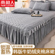 南極人加厚牛奶絨夾棉床裙罩秋冬季床蓋珊瑚絨全包床單帶裙邊床裙三件套 盛世-銀灰【韓版牛奶絨夾棉】 150x200cm【夾棉床裙】
