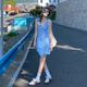 乖甜星藍色無(wú)袖v領(lǐng)碎花連衣裙子女夏季2026新款春miu系海邊度假氣質(zhì)短裙 【藍色】 M 45-55kg