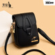 袋鼠真皮斜挎包女2024七夕韓版迷你多層零錢(qián)包單肩包豎款手機包 黑色