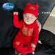 迪士尼（Disney）嬰兒連體衣秋冬款加絨滿(mǎn)月服嬰幼兒秋裝抓周禮服周歲寶寶喜慶衣服 紅色 福氣滿(mǎn)滿(mǎn) 59cm
