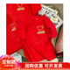 依啟碩親子裝短袖2025新款一家三口四口母女母子夏季T恤純棉高端半袖 純棉-紅色（單件） 100 兒童