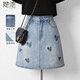 她池高腰牛仔裙2026夏裝新款女時(shí)尚燙鉆水洗短款A字半身裙